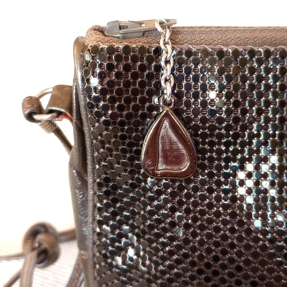 Vintage Whiting & Davis Bronze Mesh and Leather Crossbody/Shoulder Bag - Picture 2 of 15